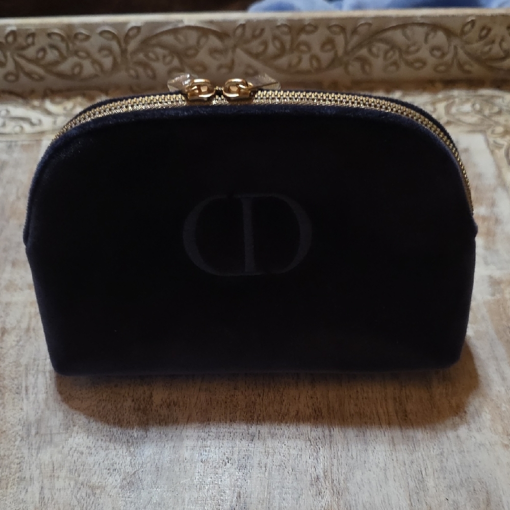 Christian Dior Velvet Cosmetic Bag – Navy / Midnight Blue